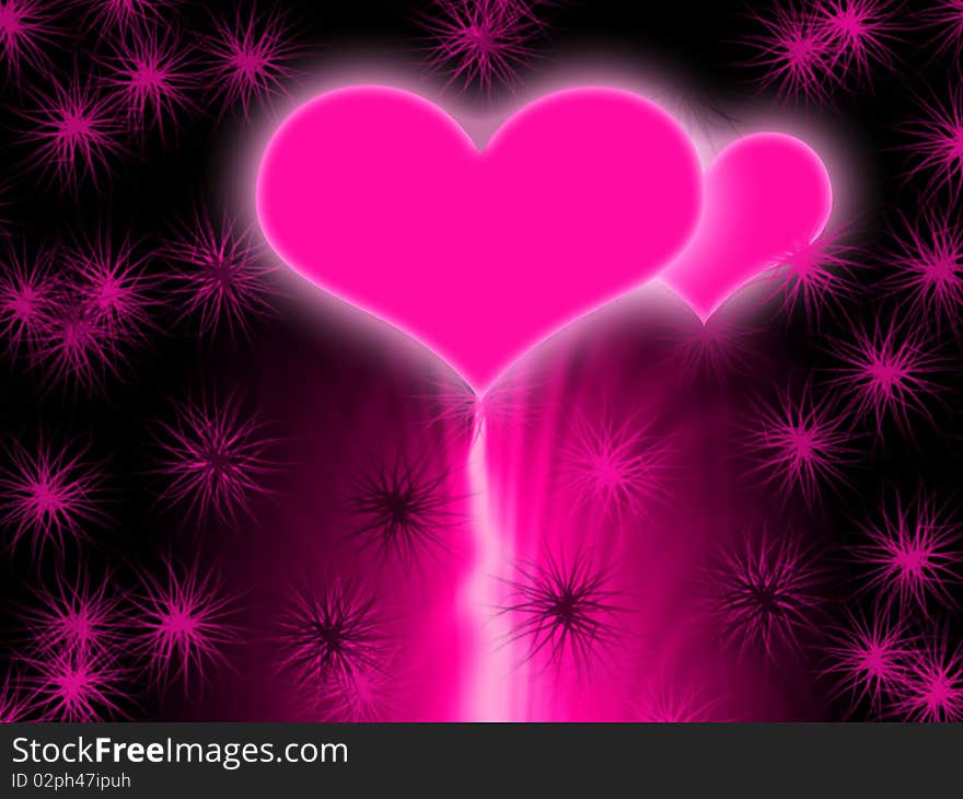 Pink glowing hearts