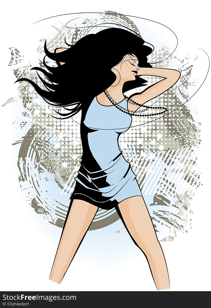 Woman dancing on grunge background