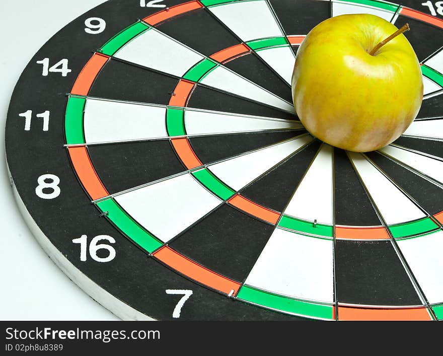 Target and apple isolated on a white background