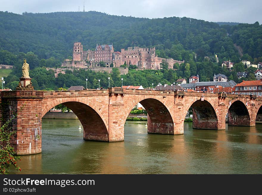 Germany. The old bridge on the river Neckar in Heidelberg