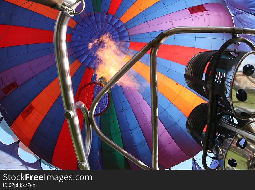 Hot air balloon with many different colors