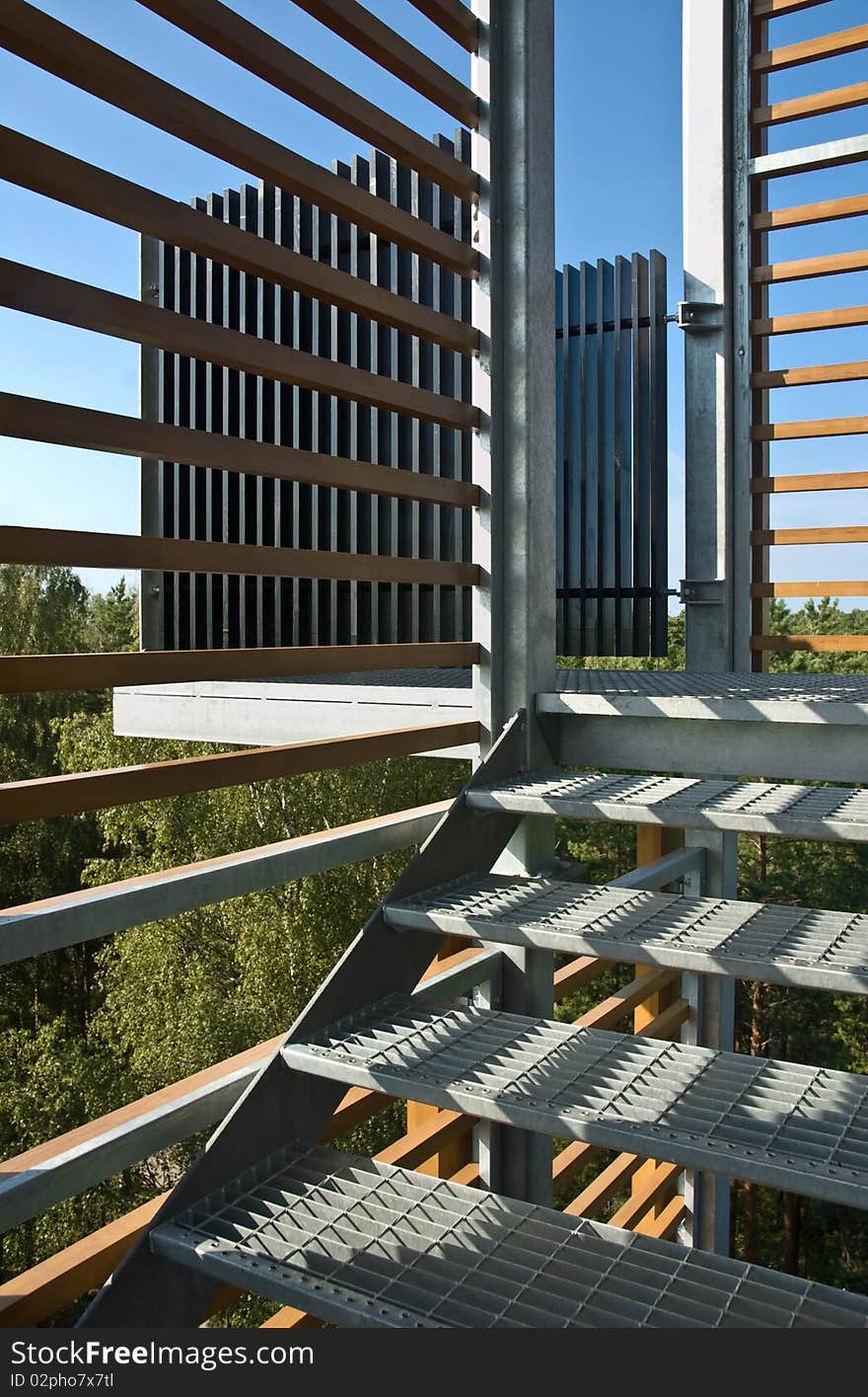 Metal stairs on the watch tower