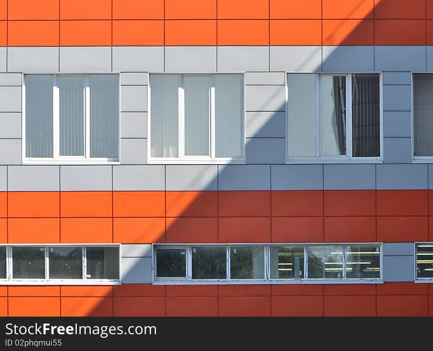 diagonal shadow on new  building wall