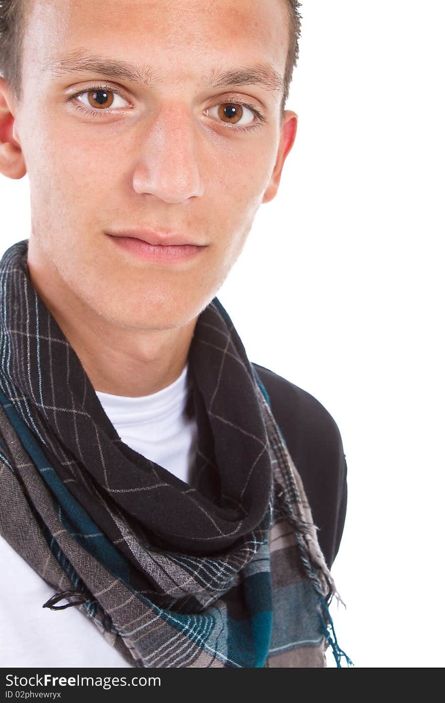 Young stylish teenager with a scarf isolated over white background. Young stylish teenager with a scarf isolated over white background.