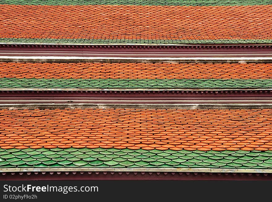 Temple roof at Wat Pra Kaew in Thailand