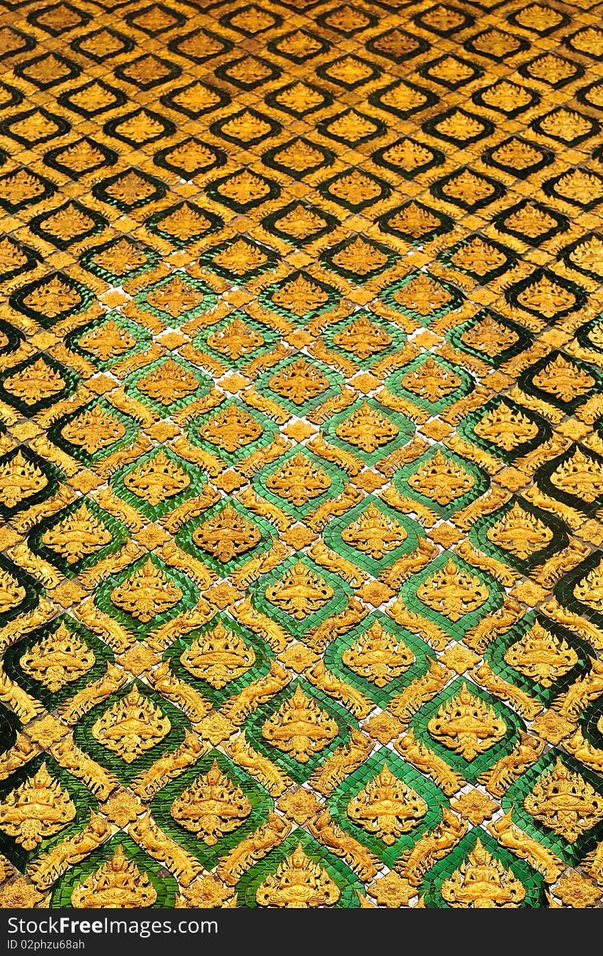 Thai Temple walls at Wat Pra Kaew in Thailand