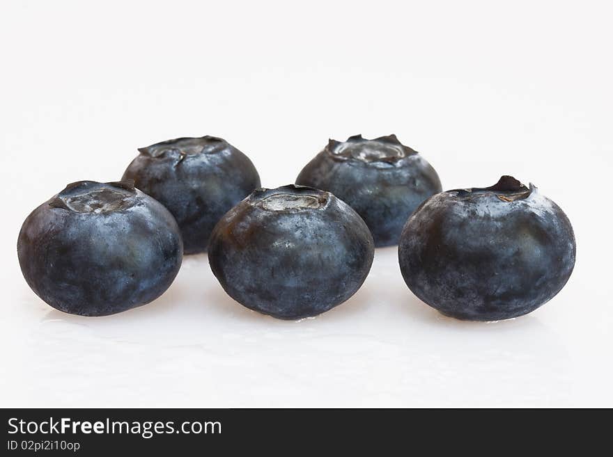 Blueberries on a white background