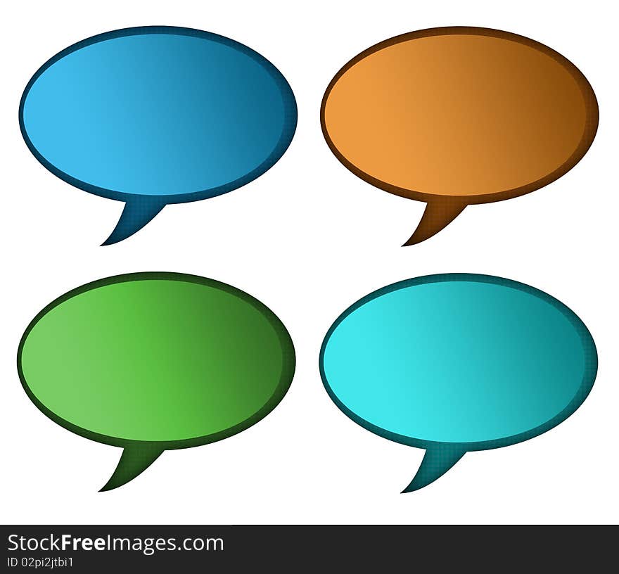 Colored speech bubbles on white background