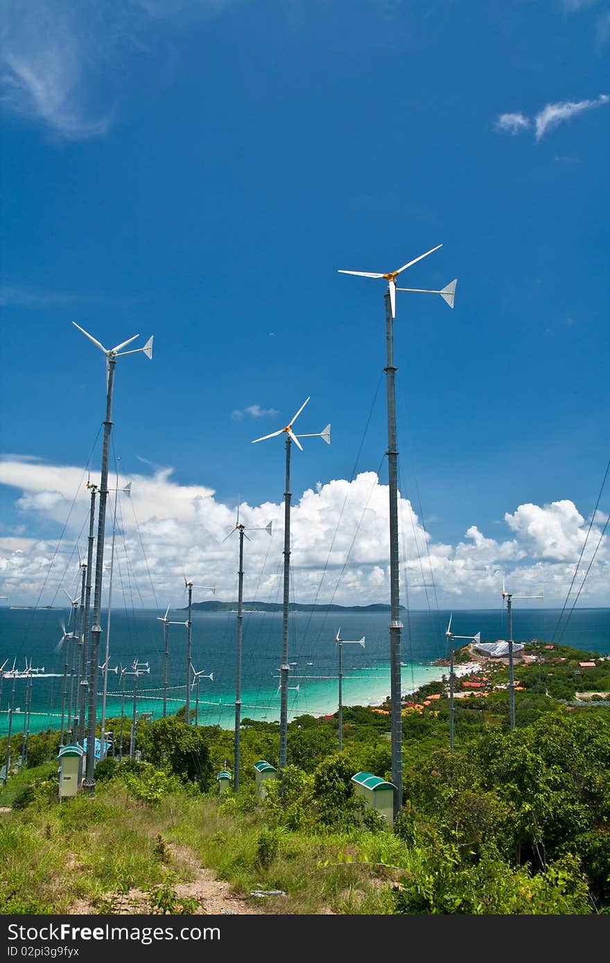 Wind wheel on the island.