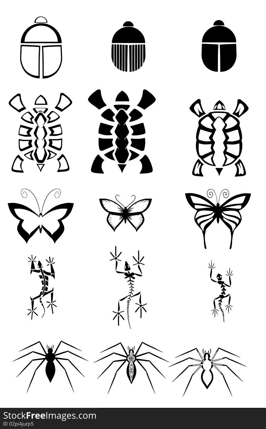 set of Animal tattoos isolated in black