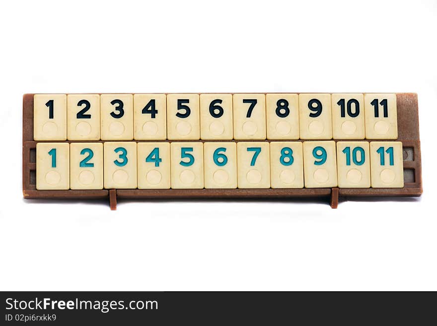 Cube games with numbers on wood board