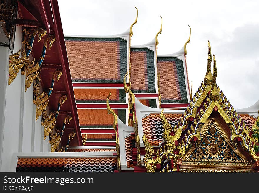 Temple roof at Wat Pra Kaew in Thailand