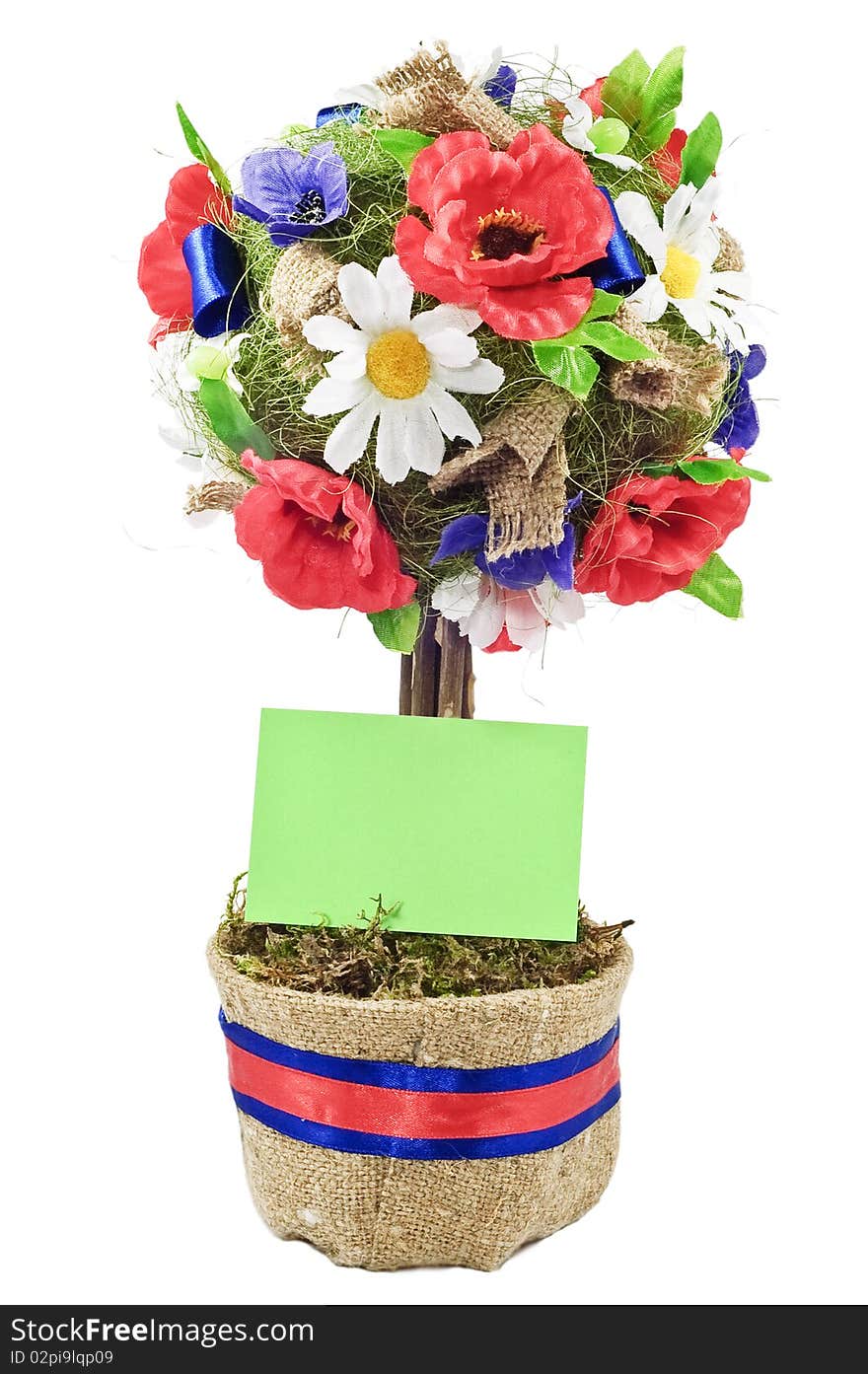 Celebratory Decorative Tree In A Pot With A Card