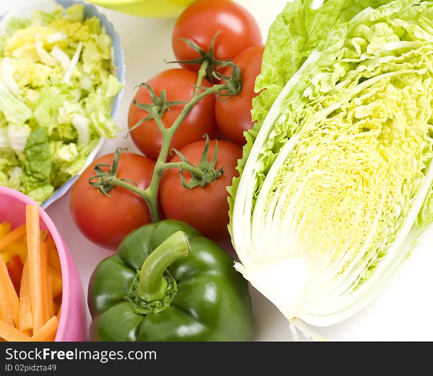 The composition of a fresh colorful vegetables