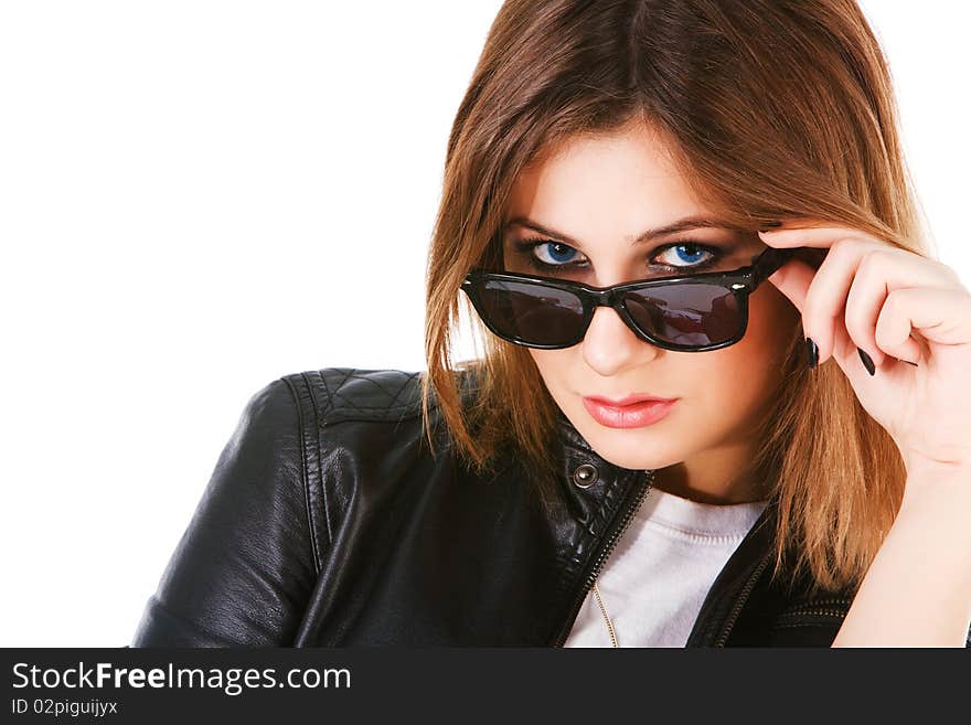 Charming youn girl in sunglasses