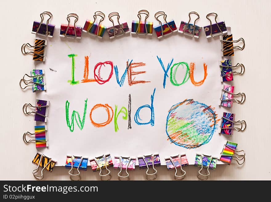 I love you world on the paper