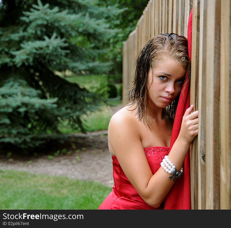 Beautiful teenage girl with a sad expression.