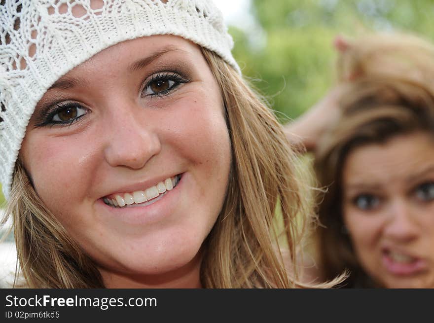 Female posing for photographs, with a surprise. Female posing for photographs, with a surprise.