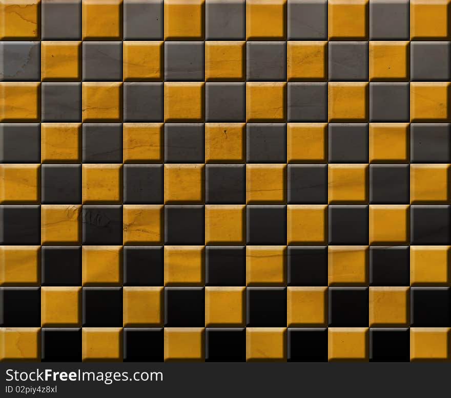 Orange and black squares forming a checkers pattern. Orange and black squares forming a checkers pattern