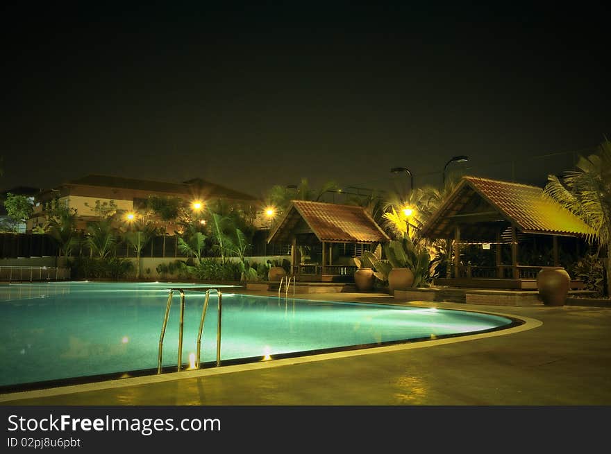 Tropical gazebo by pool side. Tropical gazebo by pool side