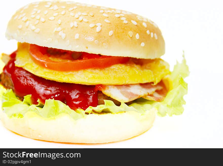 Hamburger on white isolation background.