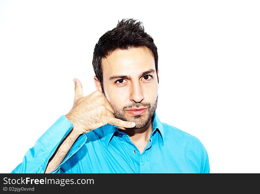 Bearded young man posing on white background. Bearded young man posing on white background