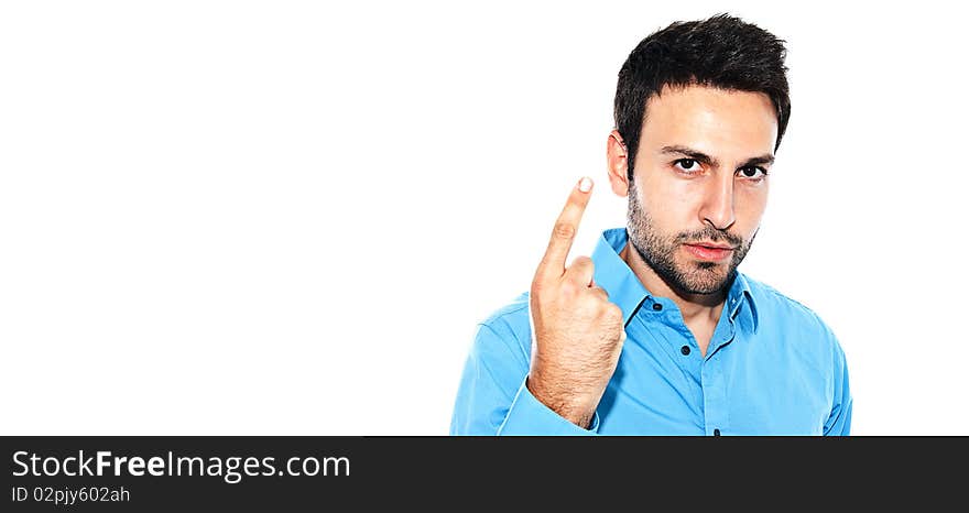 Bearded young man posing on white background. Bearded young man posing on white background