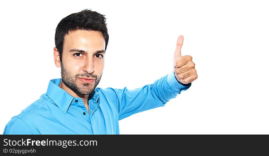 Bearded young man posing on white background. Bearded young man posing on white background