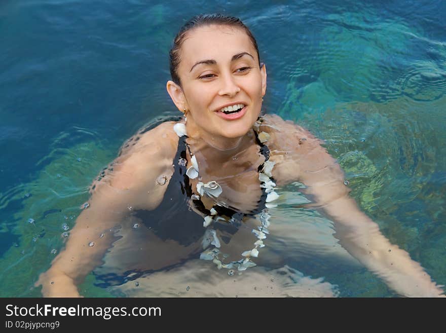 Young Girl Bathing In The Sea