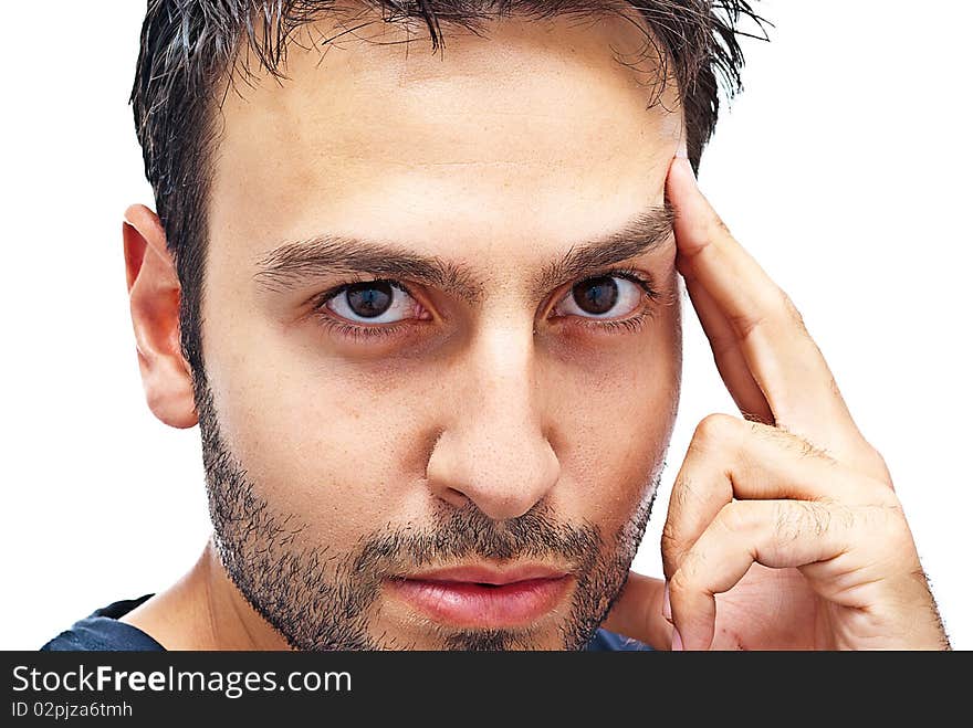 Bearded young man posing on white background. Bearded young man posing on white background