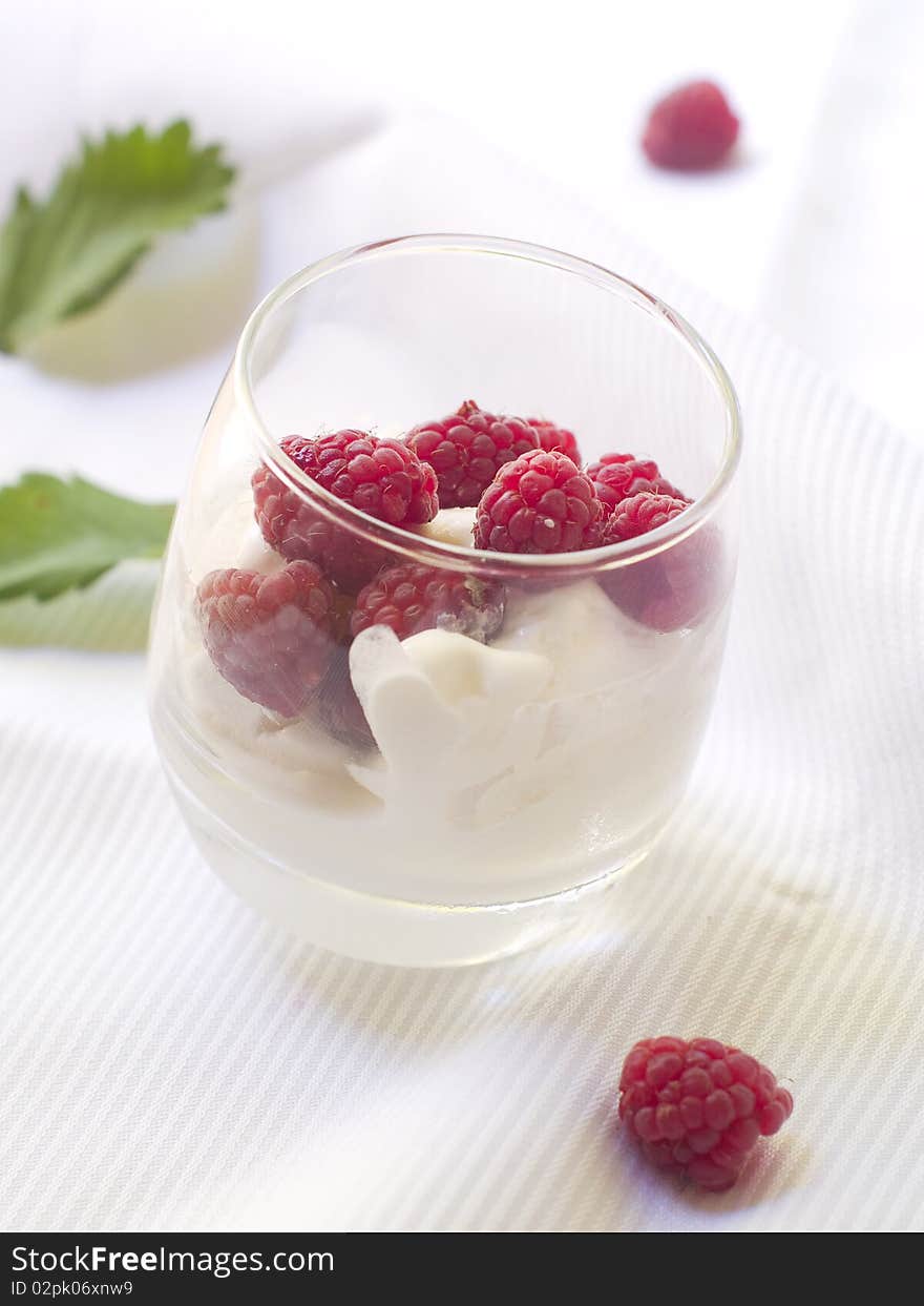 Ice cream with raspberry