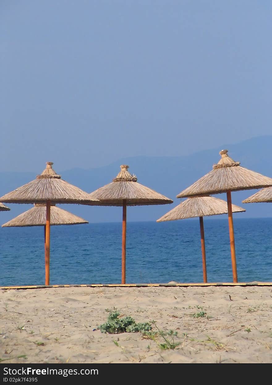 Beach with umbrellas