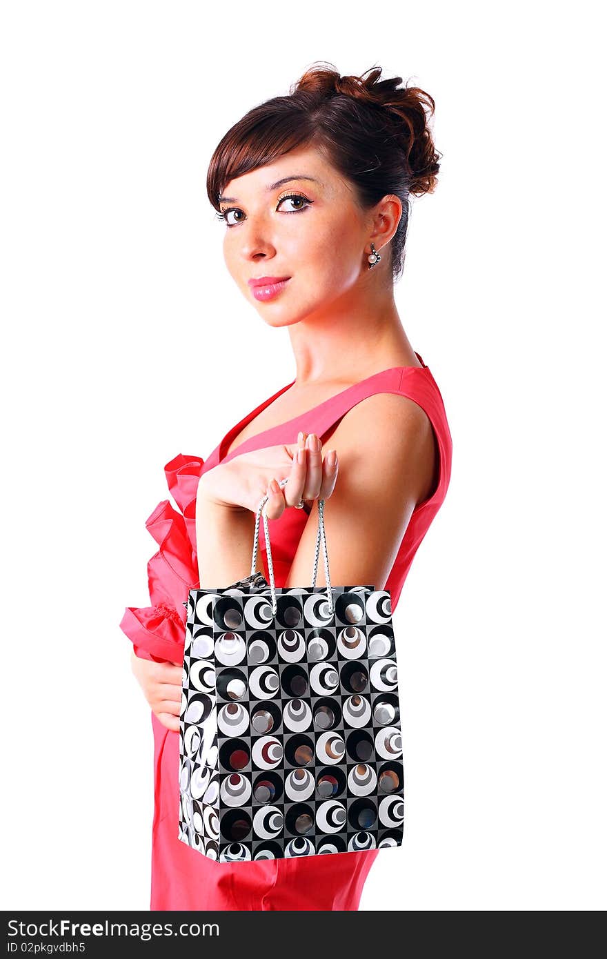 Young woman holding shopping bag