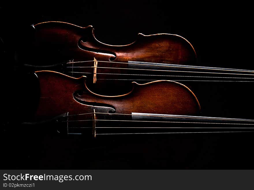 Beautiful old violin on dark background