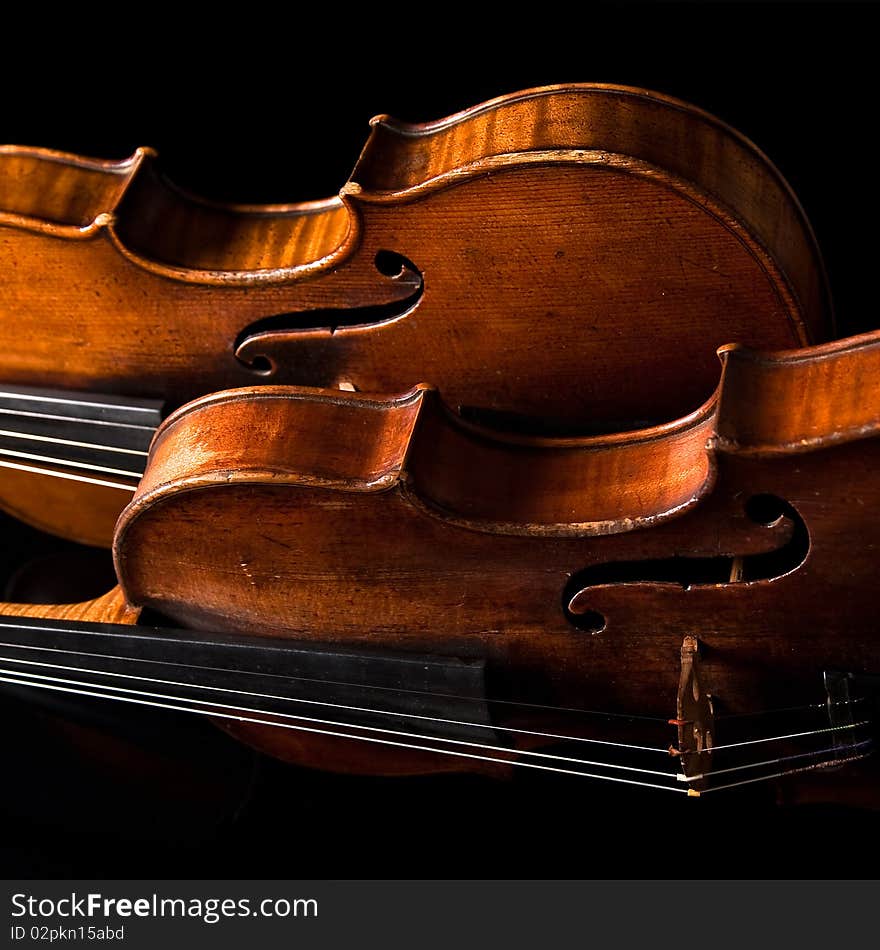 Beautiful old violin on dark background