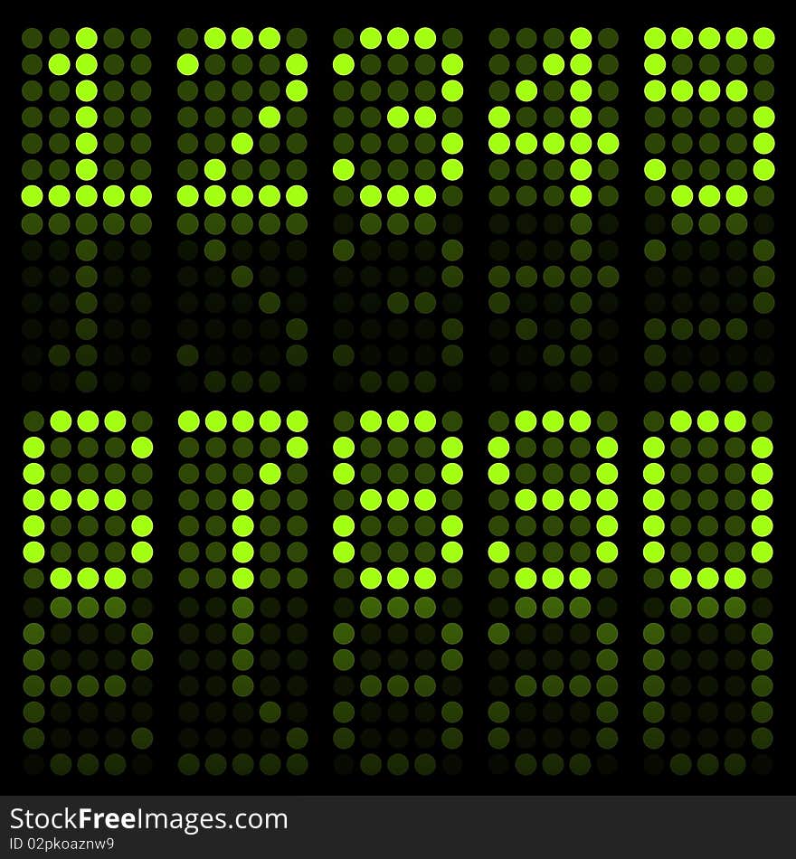 Image of numbers in green on a dark background.