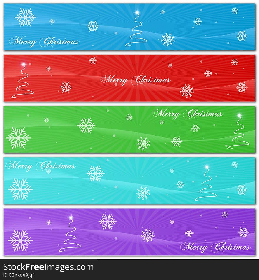 Image of various colorful Christmas banners.