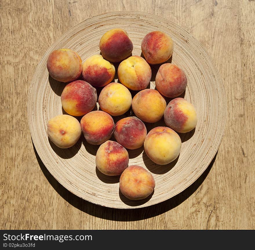 Ripe peaches on a plate