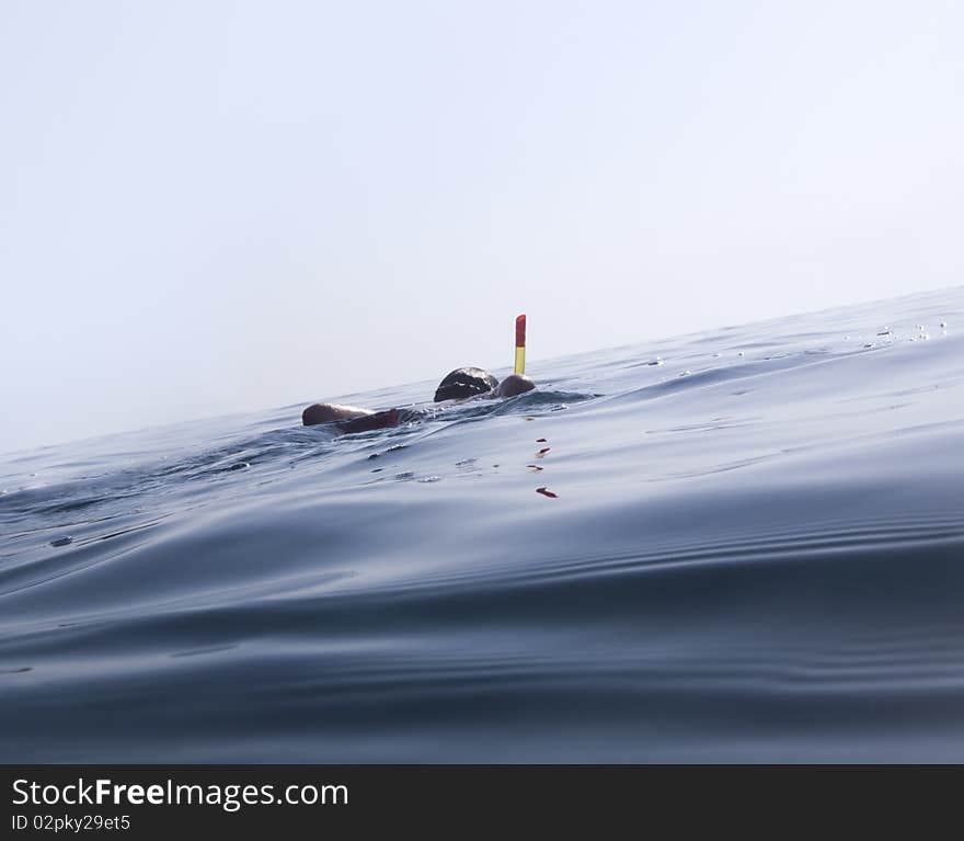 Boy swimming in the sea