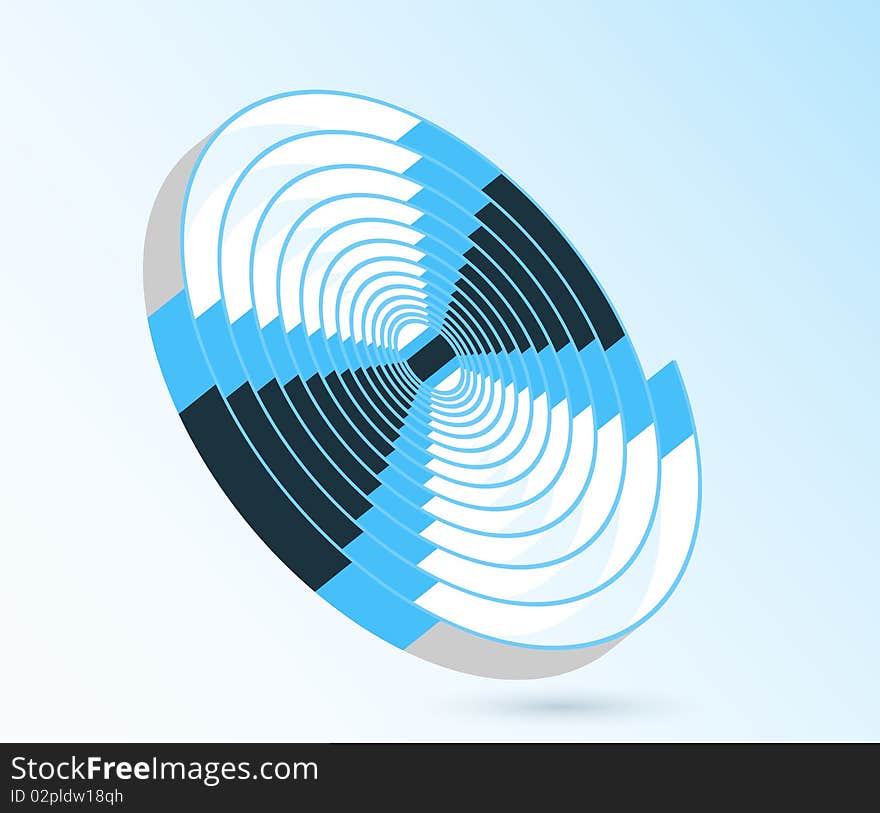 Abstract blue swirl spiral illustration in blue color tones