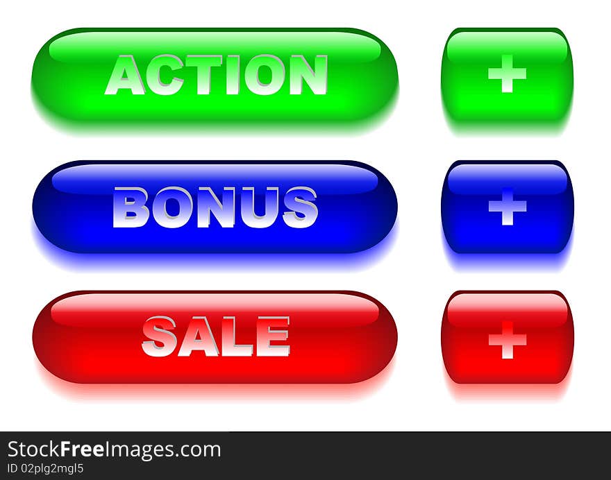 Business glass buttons. Vector illustration.