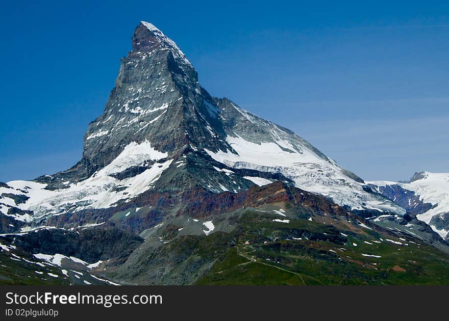 The matterhorn in the swiss alps above zermatt