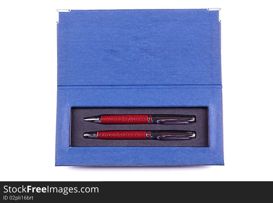 Pen in blue holder