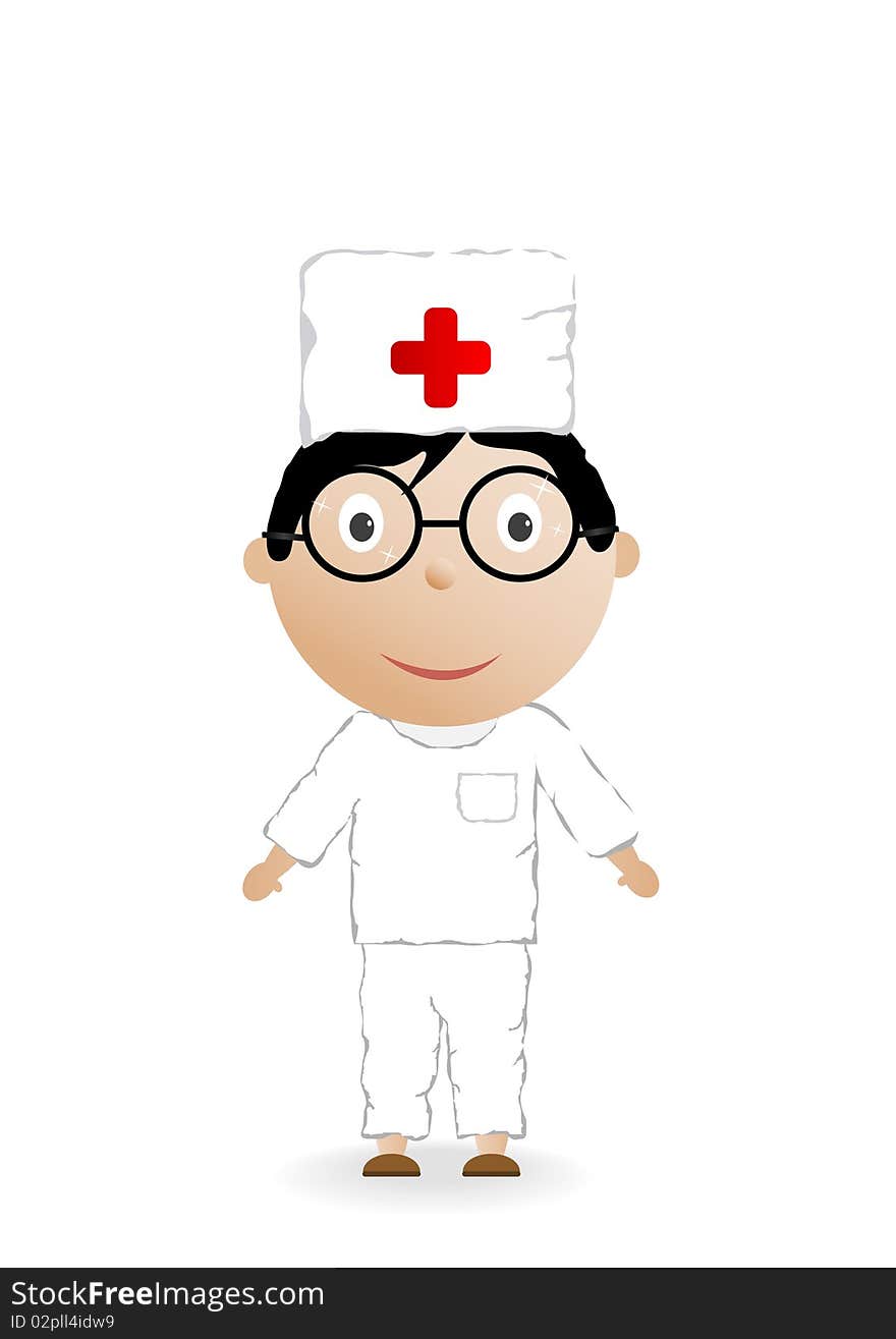 The boy in the medical form  on a white background