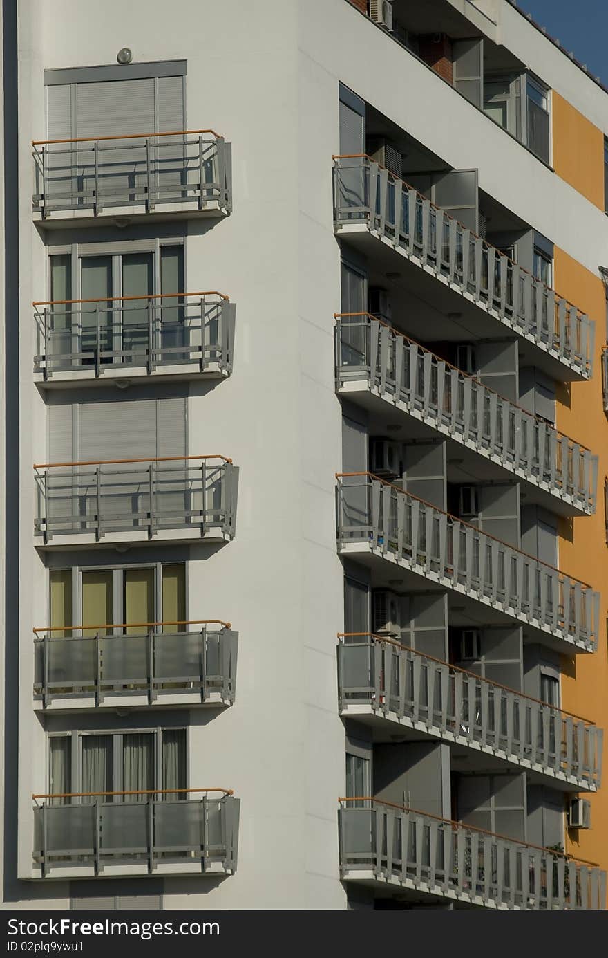 Detail of the building which belongs to the newer architecture. Detail of the building which belongs to the newer architecture