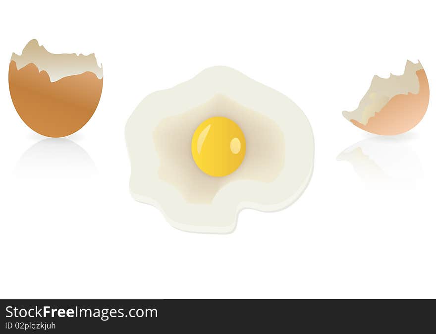 Brown and broken egg shells isolated