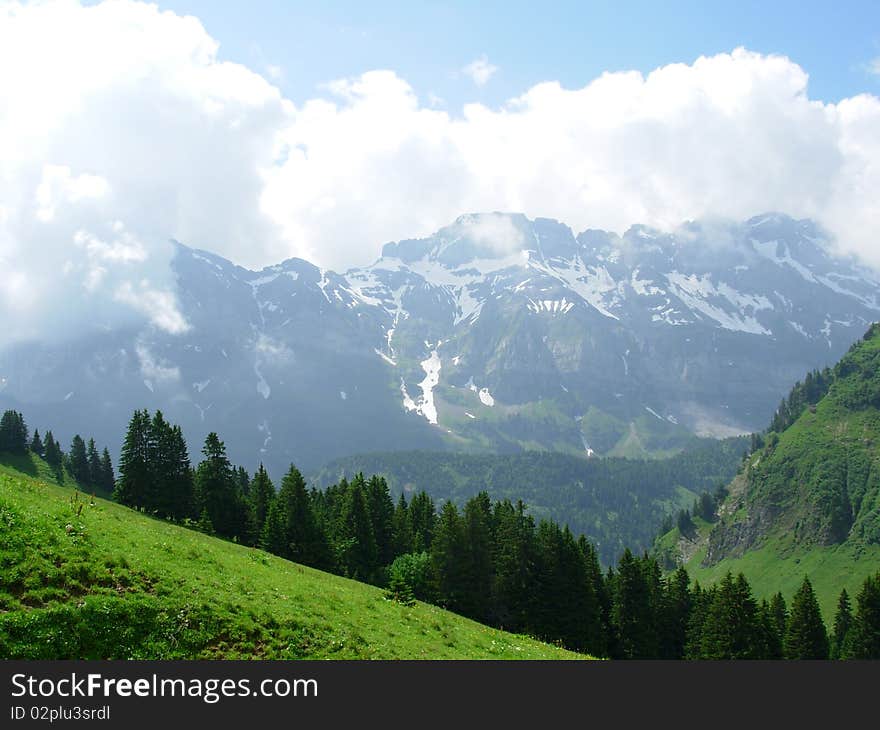 Panorama of the Swiss Alp near Champery. Panorama of the Swiss Alp near Champery