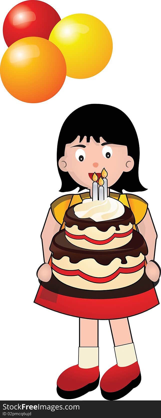 An illustration of a girl with a cake. An illustration of a girl with a cake