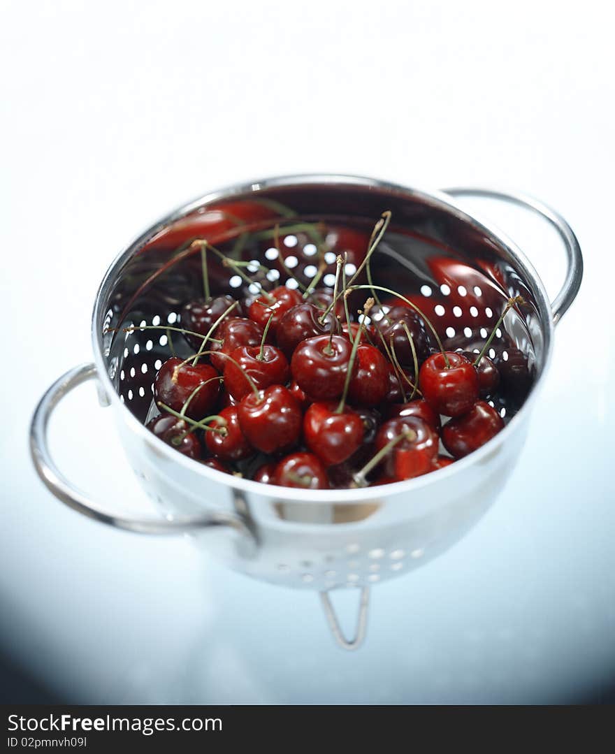 Cherries in Colander