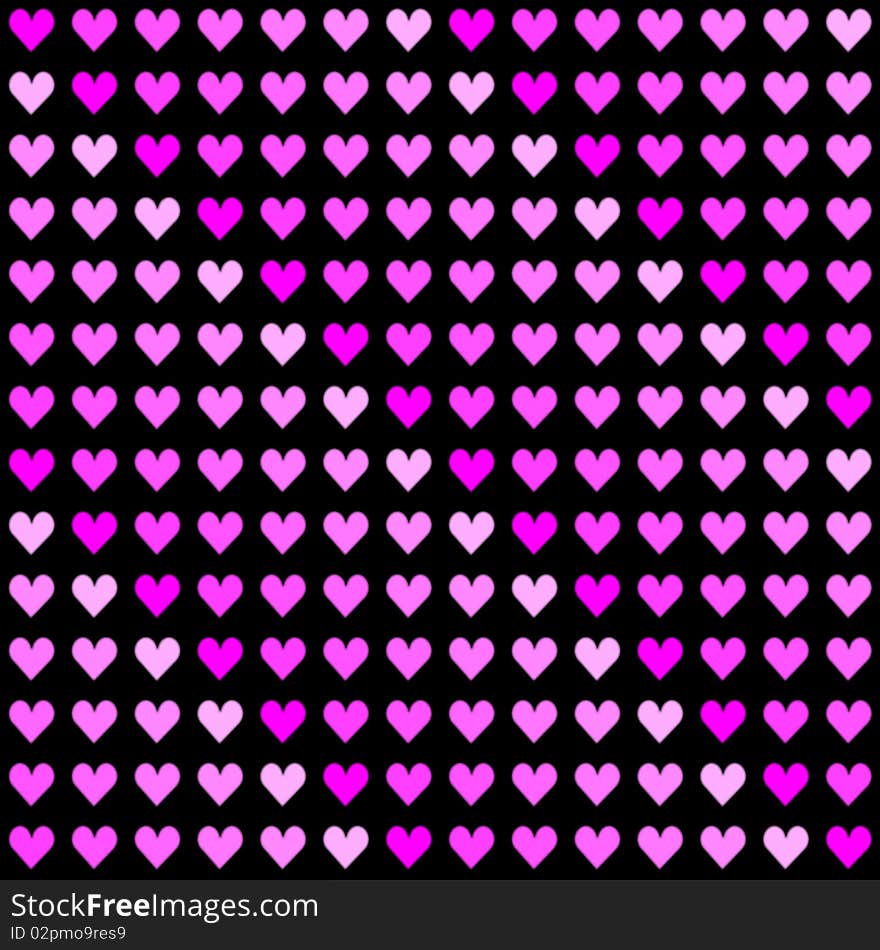 Romantic background with pink hearts over black . The width and height of the one heart are 400 px . Romantic background with pink hearts over black . The width and height of the one heart are 400 px .